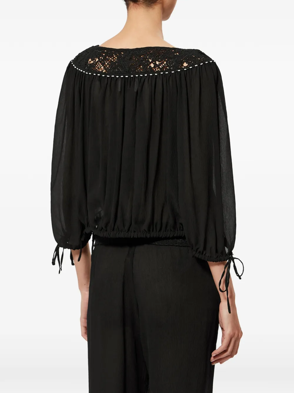 ISABEL MARANT Nelida blouse met kralen en kant Zwart