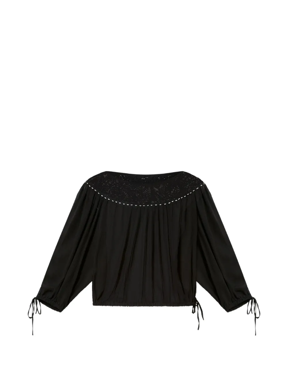 ISABEL MARANT Nelida blouse met kralen en kant Zwart