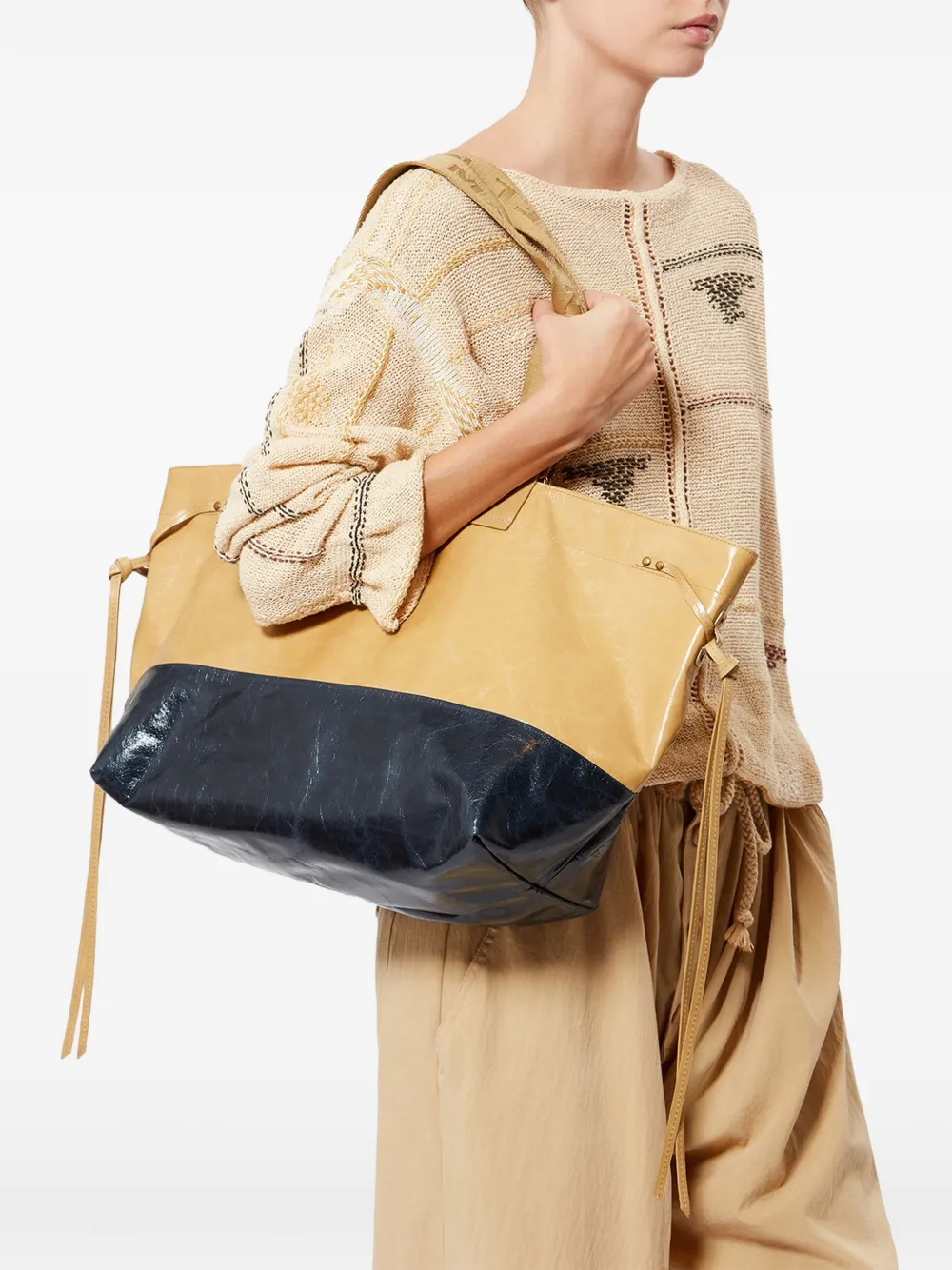ISABEL MARANT Wardy tweekleurige schoudertas Beige