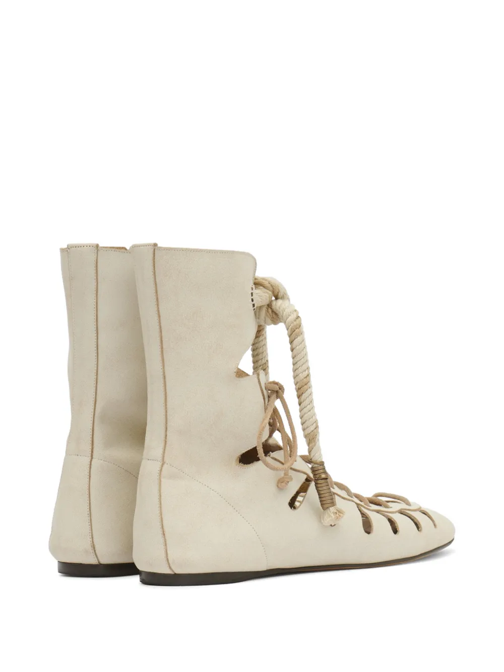 ISABEL MARANT Liade leren veterlaarzen Beige