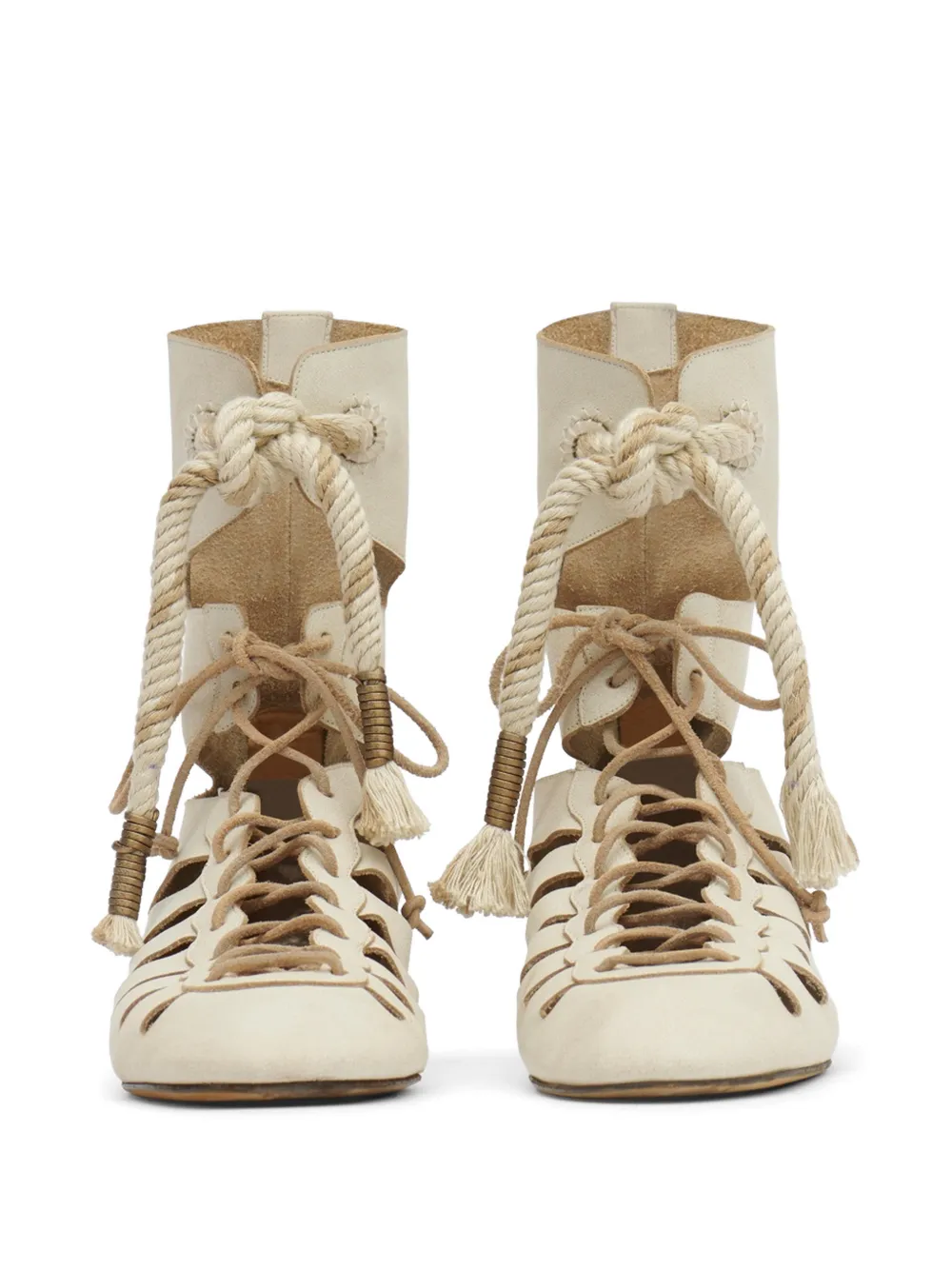 ISABEL MARANT Liade leren veterlaarzen Beige