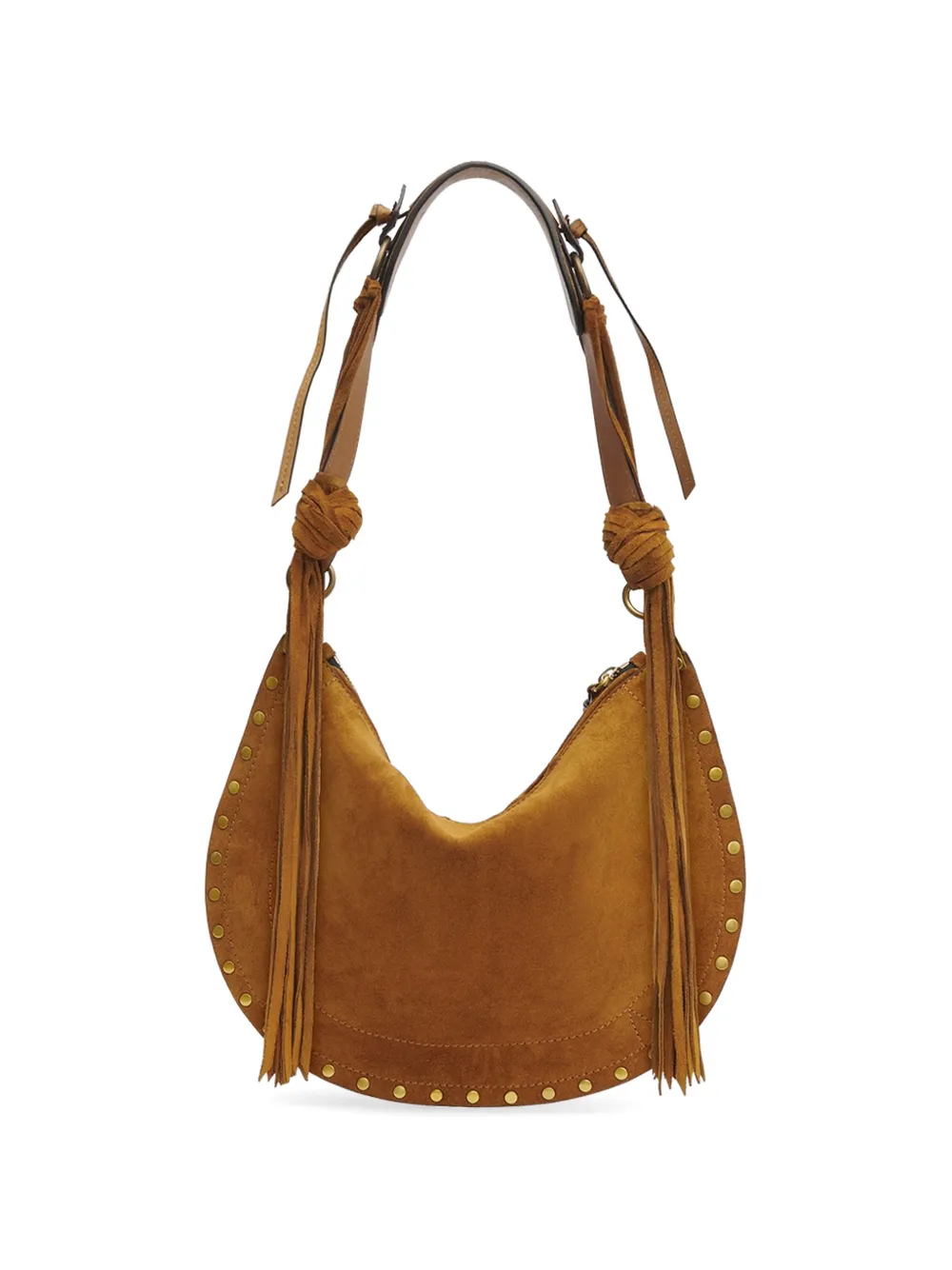 ISABEL MARANT Oskan schoudertas met studs en franjes Bruin