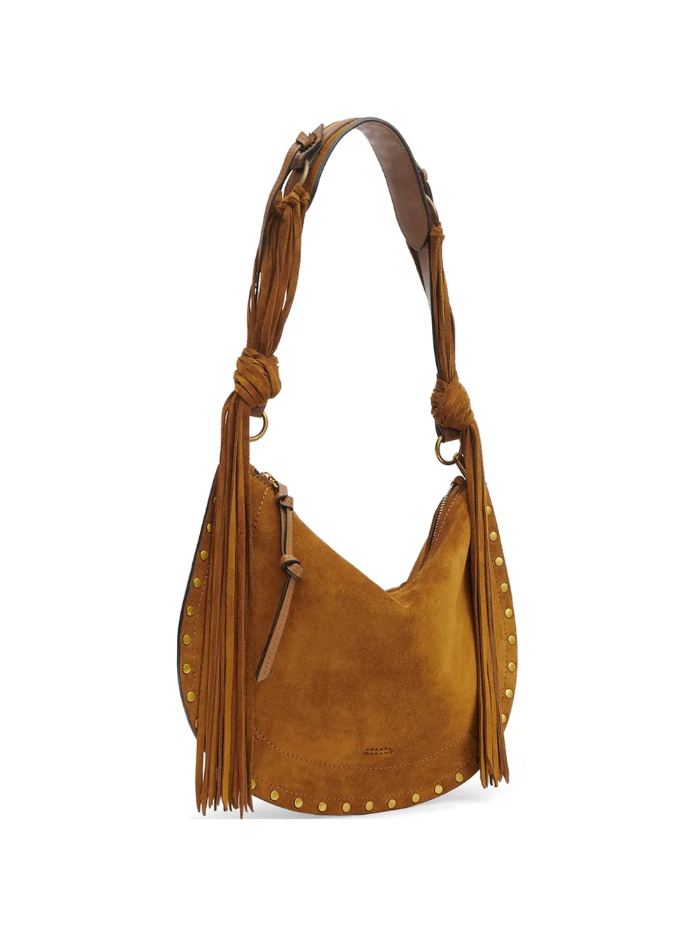 ISABEL MARANT Oskan schoudertas met studs en franjes Bruin