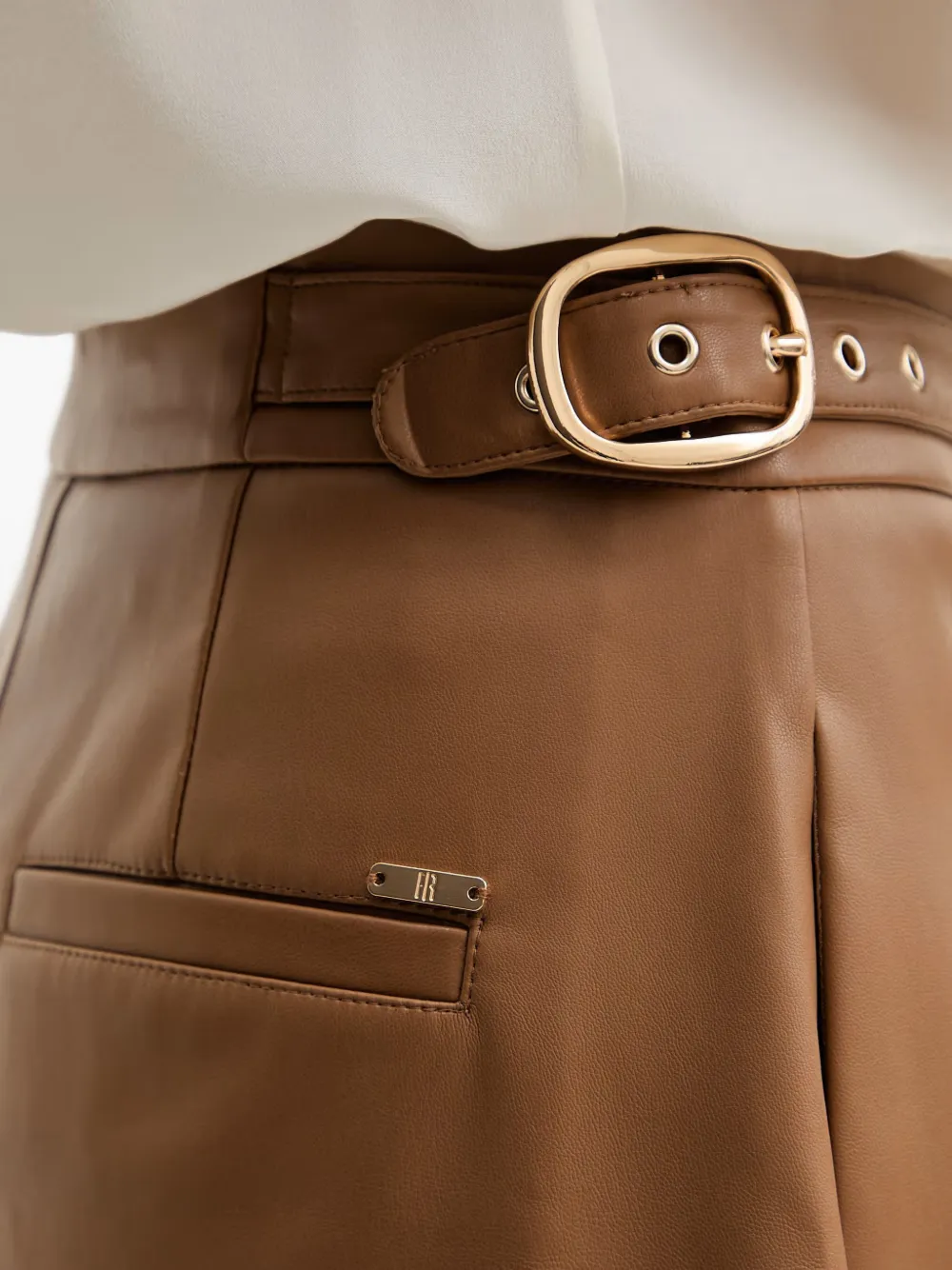 FRACOMINA Shorts van imitatieleer Bruin