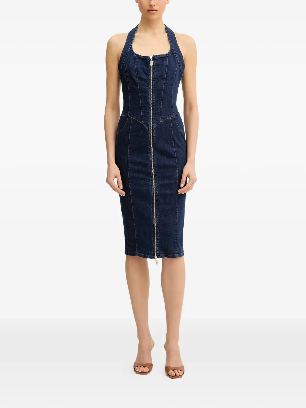 FRACOMINA zip-detail sleeveless midi dress - Blu