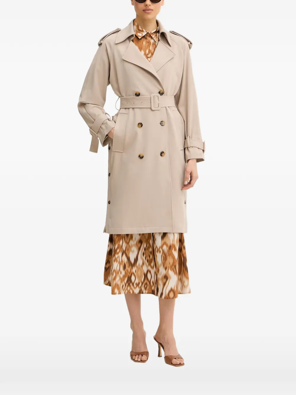 FRACOMINA Trench doppiopetto con cintura - Toni neutri