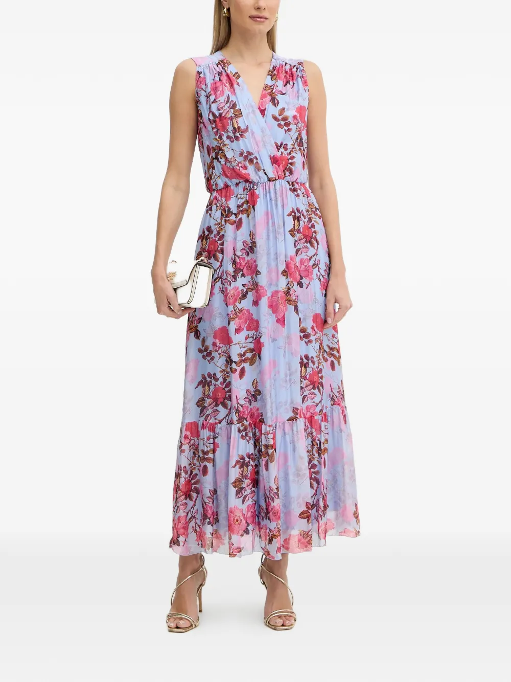 FRACOMINA floral-print V-neck maxi dress - Blu