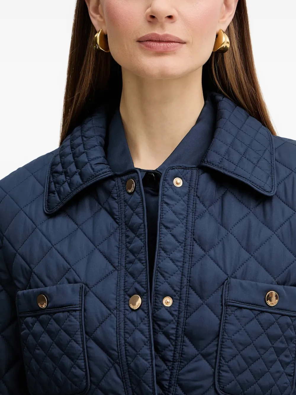 FRACOMINA Donsjack met drukknoop Blauw