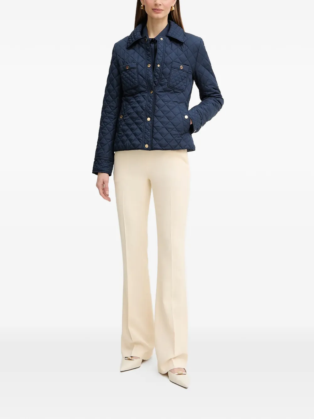  Fracomina Press-stud Quilted Puffer Jacket - Blue 