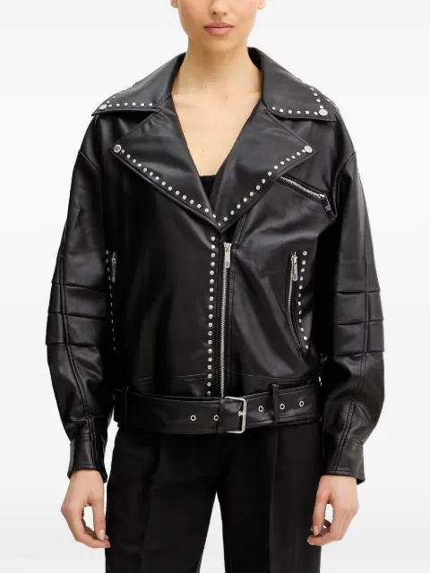 FRACOMINA stud-embellished zip-up biker jacket