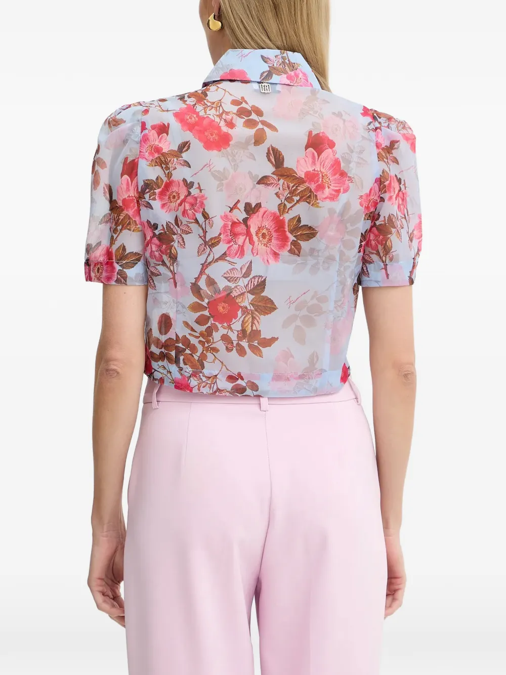 Floral-Print Puff-Sleeve Shirt