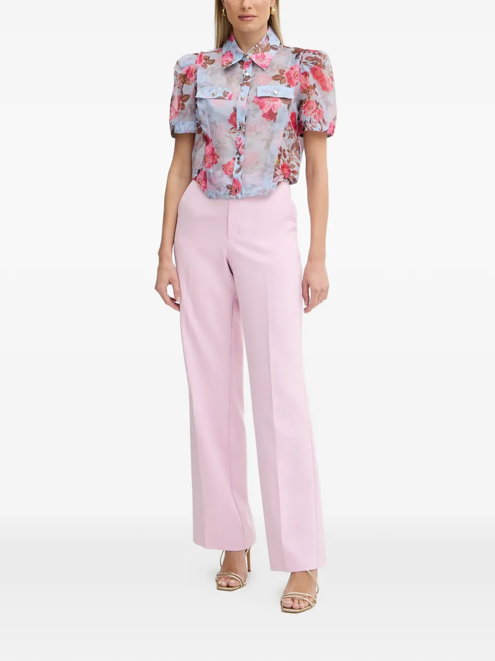 Floral-Print Puff-Sleeve Shirt