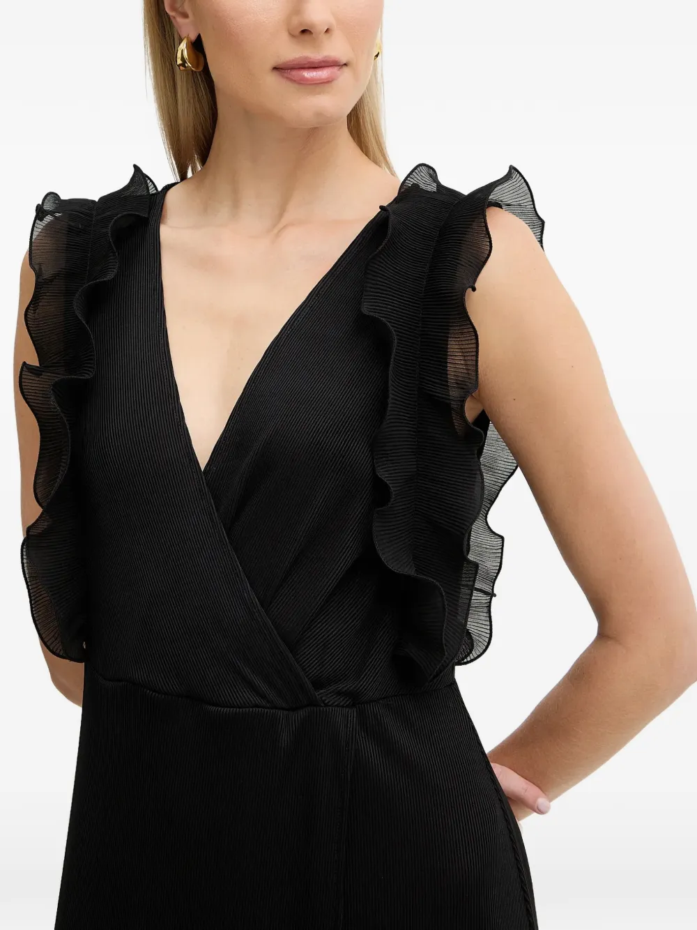 FRACOMINA Maxi-jurk met ruches Zwart
