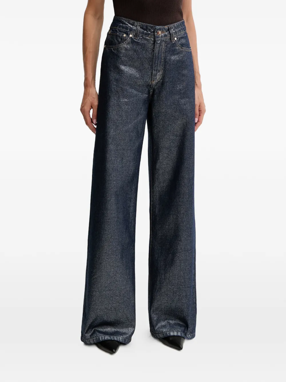 FRACOMINA wide-leg coated jeans - Blu