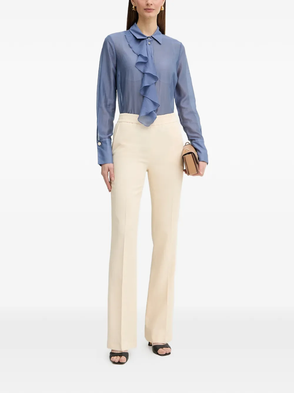  Fracomina Ruffled Buttoned Shirt - Blue 