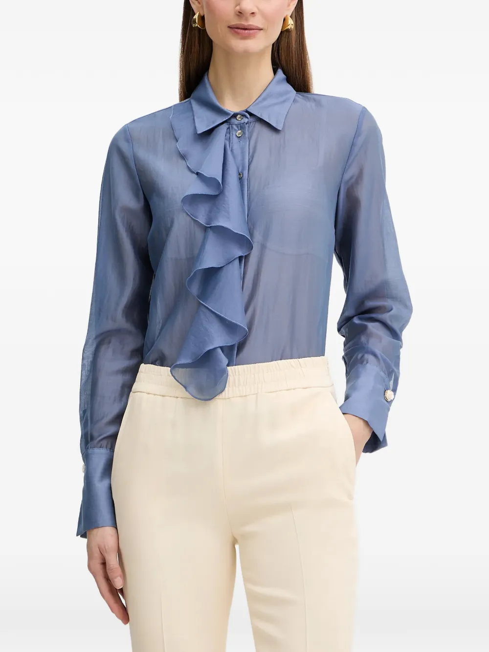 FRACOMINA Camicia con ruches - Blu