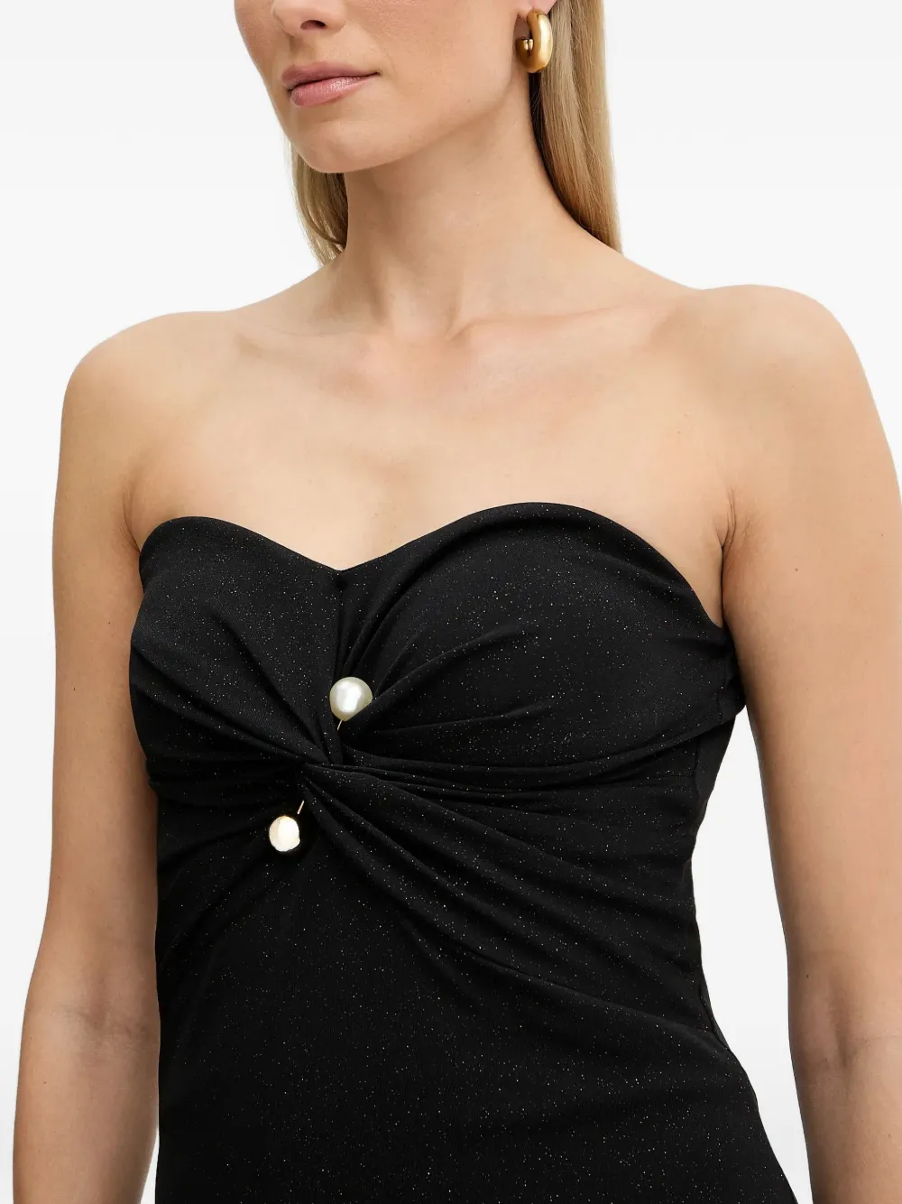 Knot Pearl-Embellishment Maxi Dress