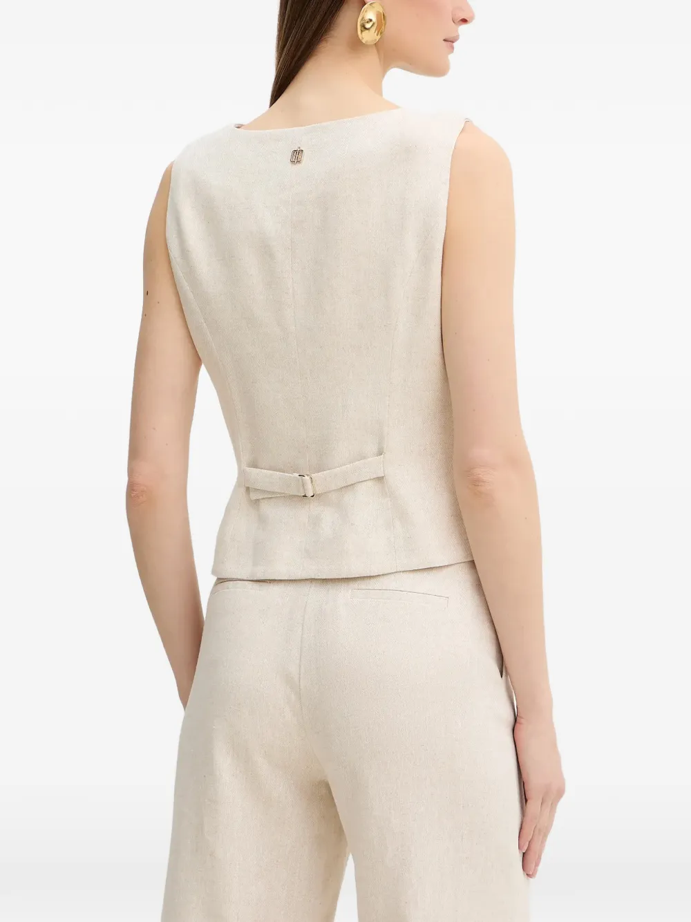  Fracomina Button V-neck Vest - Neutrals 