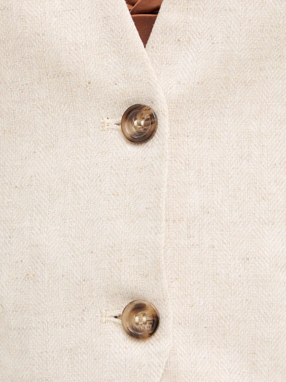 FRACOMINA Top met V-hals en knopen Beige