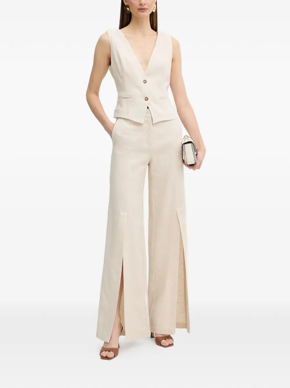  Fracomina Button V-neck Vest - Neutrals 