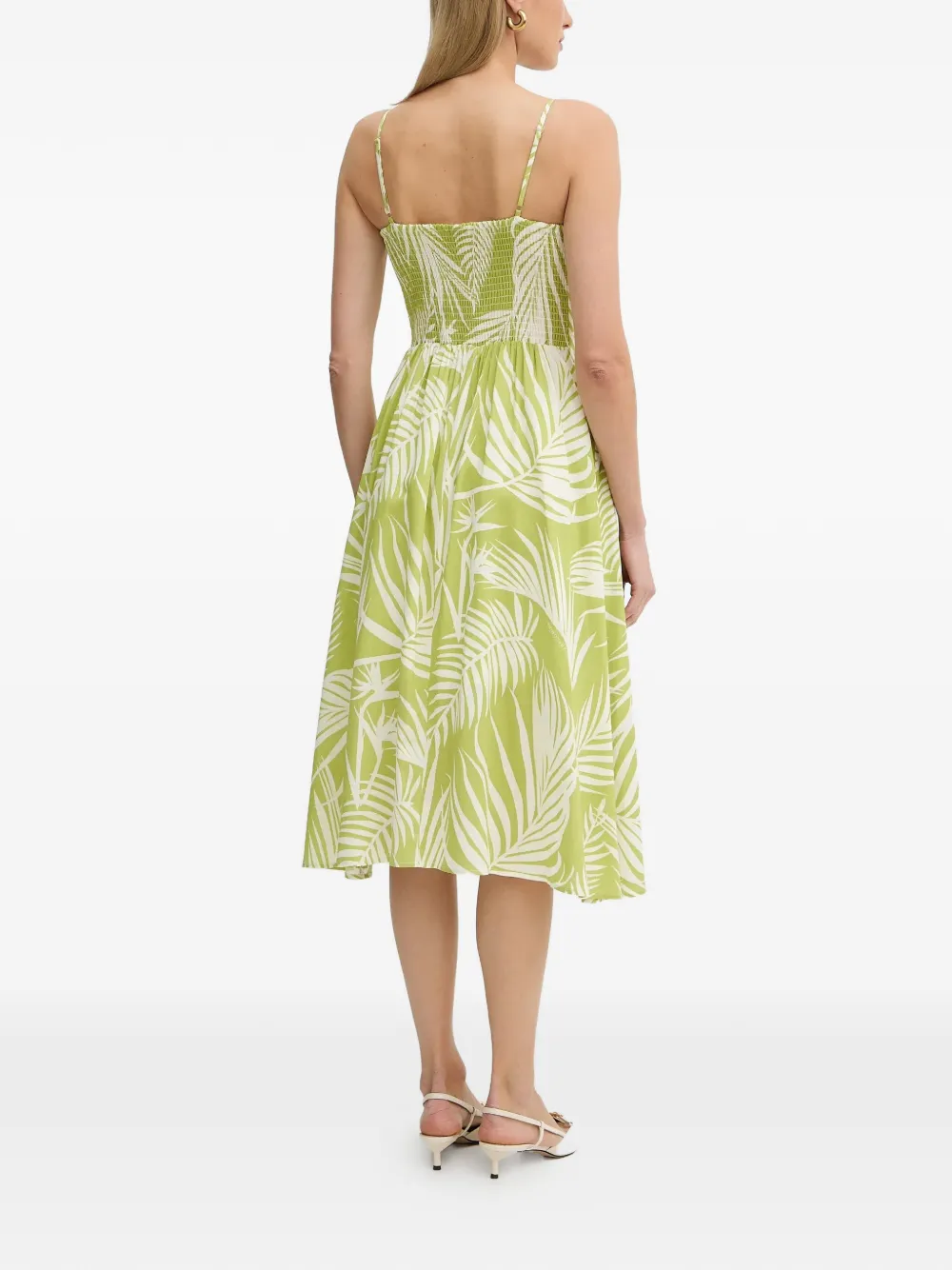 FRACOMINA Midi-jurk met vierkante hals en bloemenprint Groen