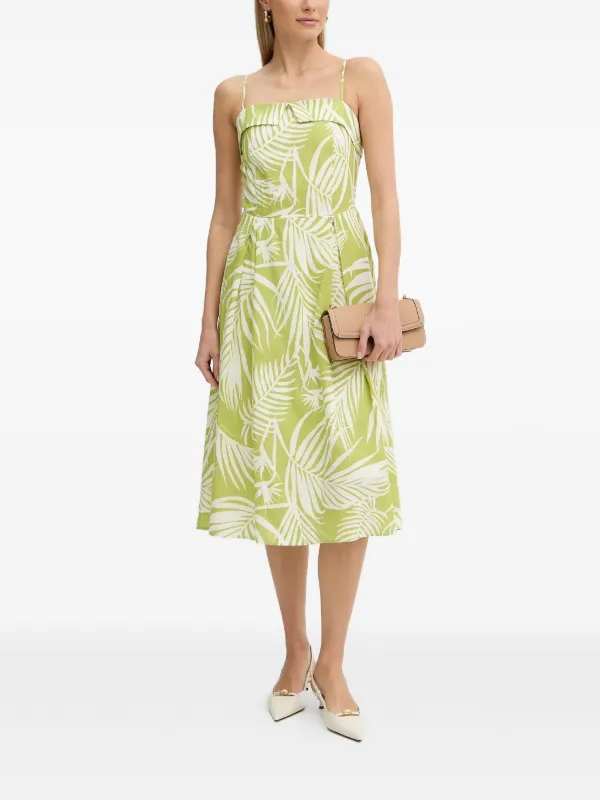 green floral square neck midi dress Green Floral Square Neck Slip Midi Dress