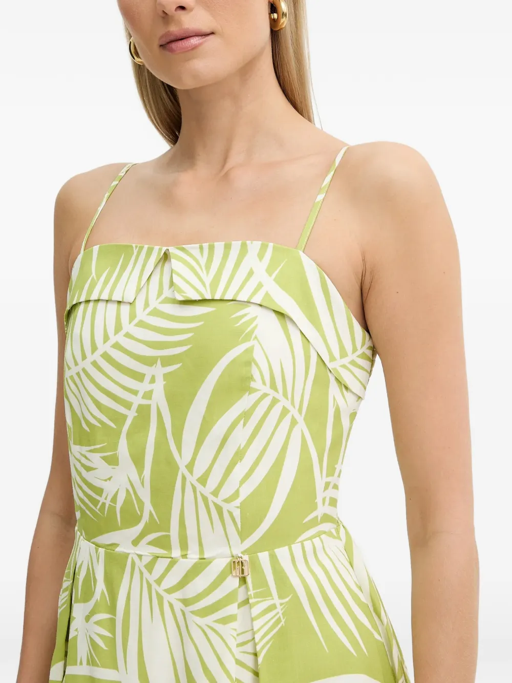 FRACOMINA Midi-jurk met vierkante hals en bloemenprint Groen