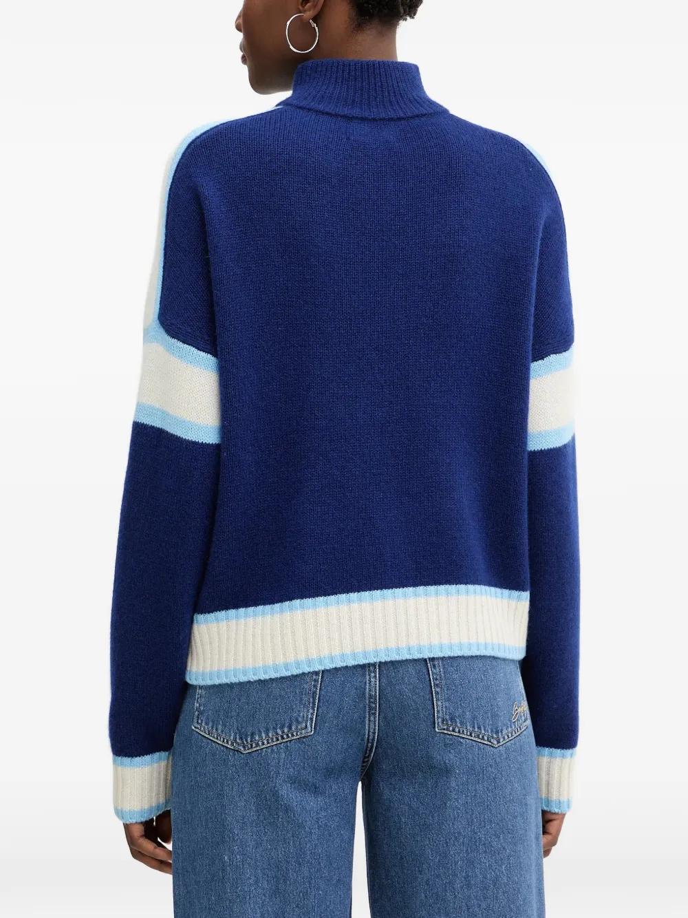  From Future Half-zip Striped Sweater - Blue 