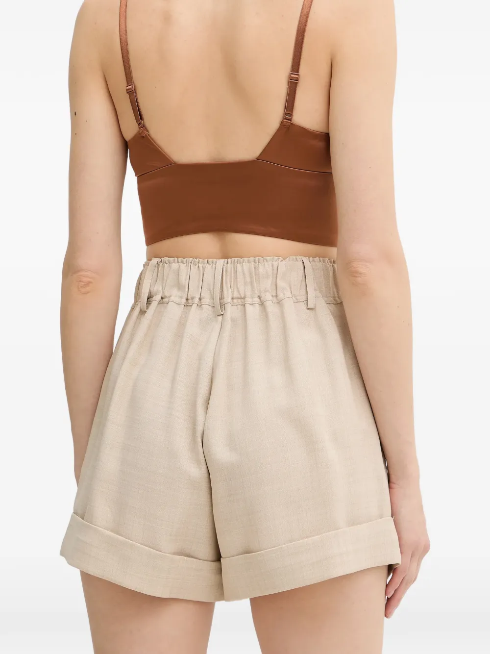 Pleat-Detail Turn-Up Shorts