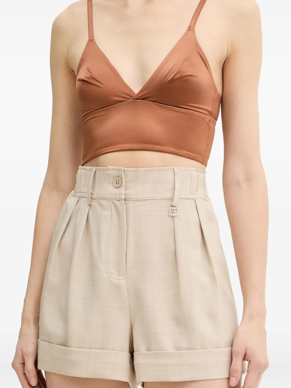 Pleat-Detail Turn-Up Shorts