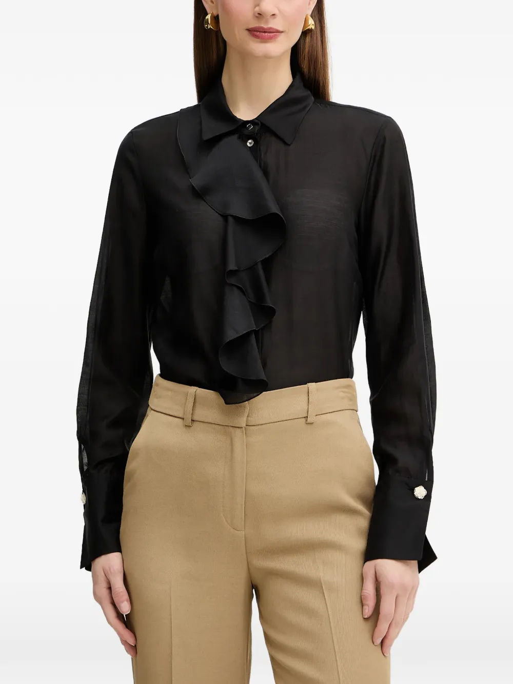 FRACOMINA Camicia con ruches - Nero