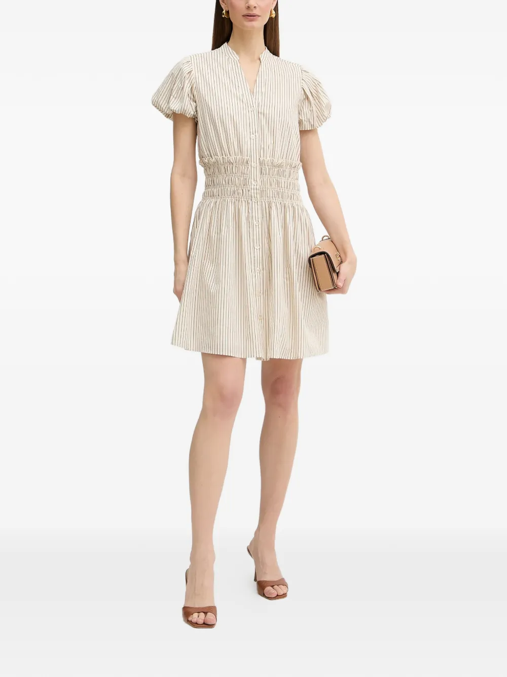  Fracomina Striped Short-sleeve Mini Dress - Neutrals 