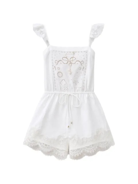 Self-Portrait lace-trim playsuit