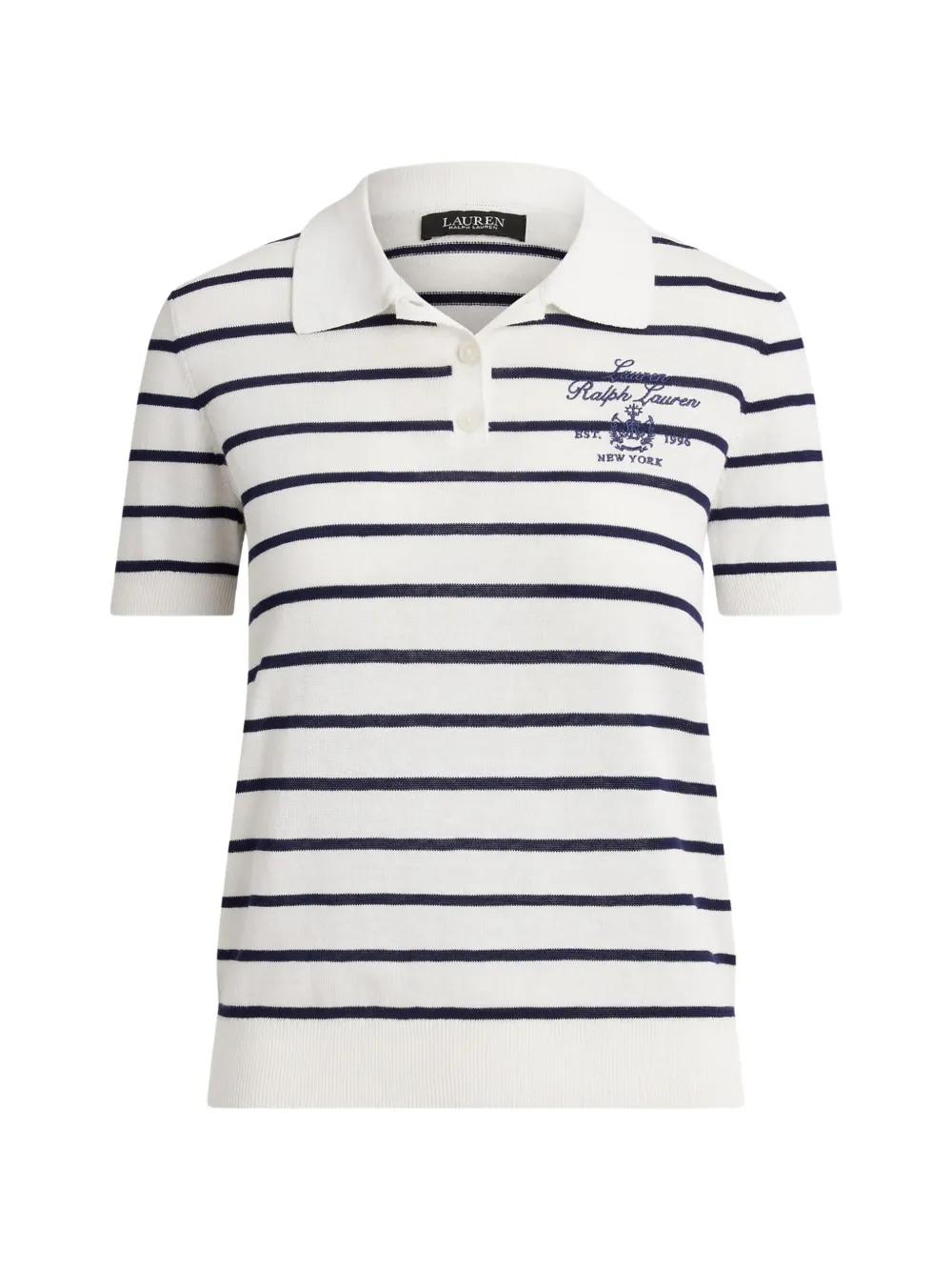 Lauren Ralph Lauren Polo a righe con ricamo - Bianco