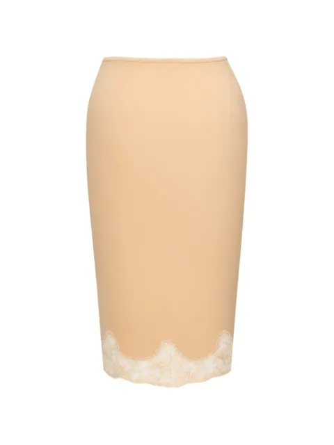 Saint Laurent falda midi con detalle de encaje