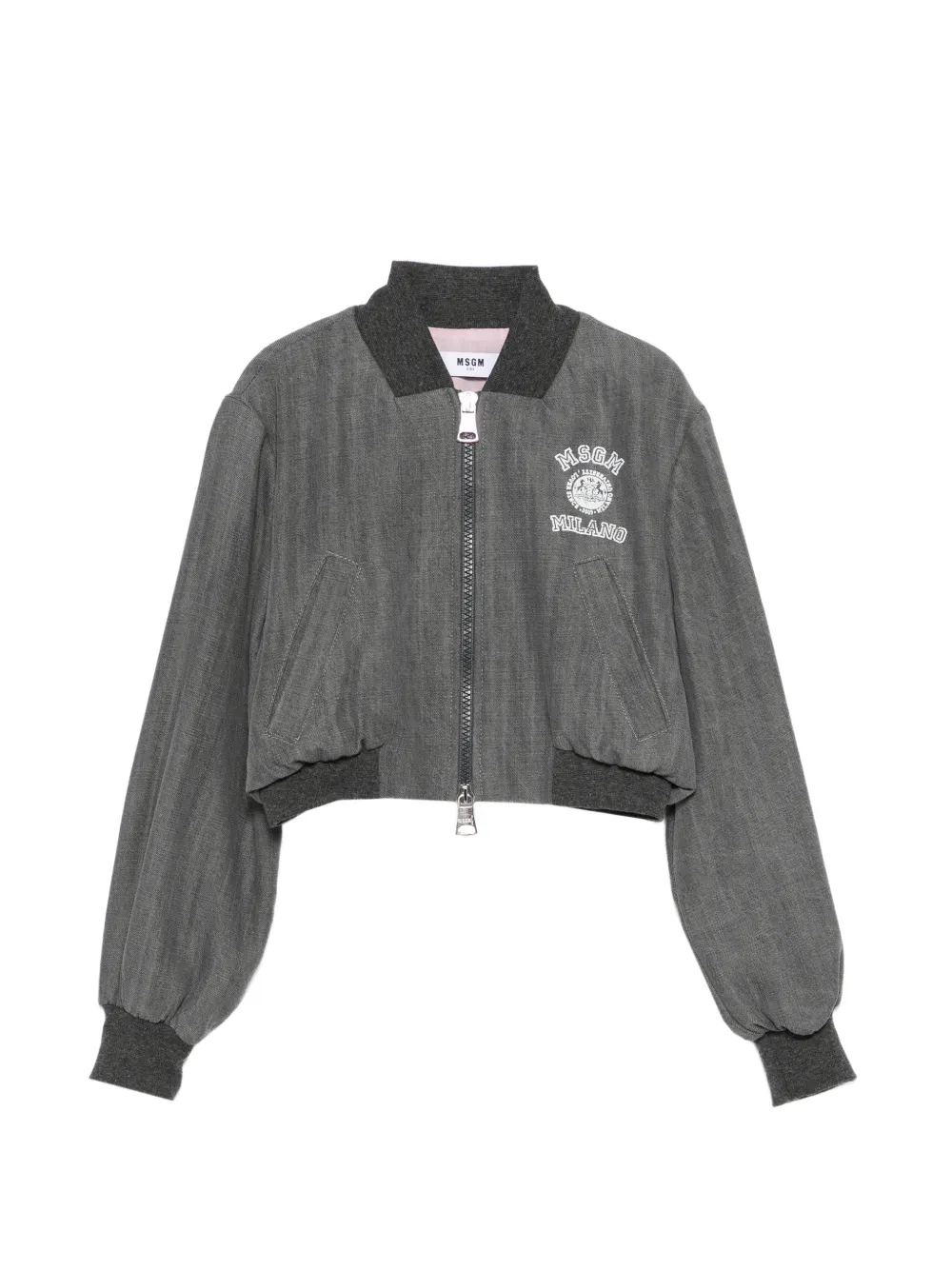 MSGM Kids logo zip-up jacket - Grey