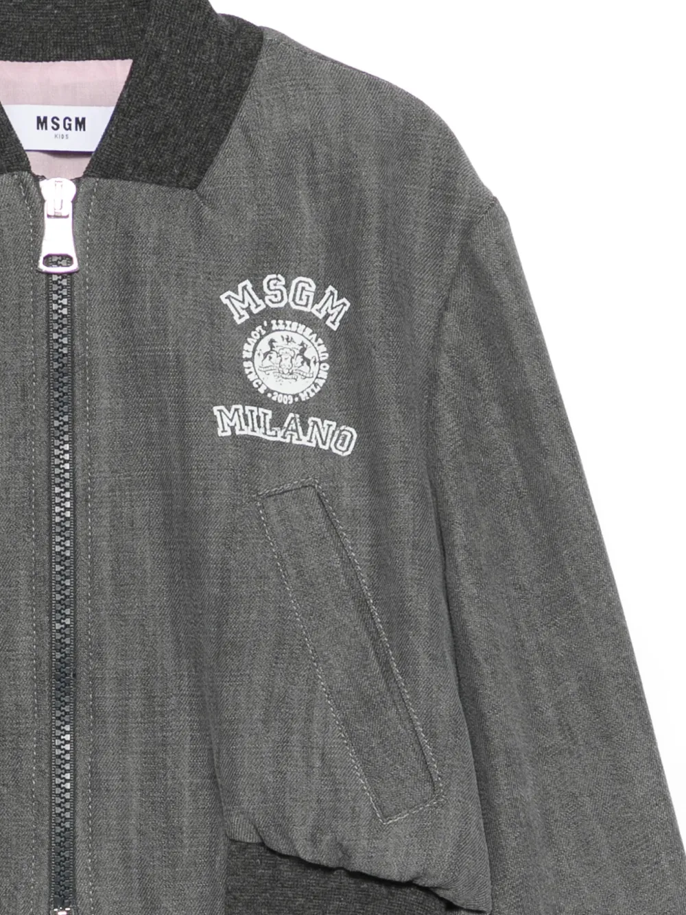  Msgm Kids Logo Zip-up Jacket - Grey 