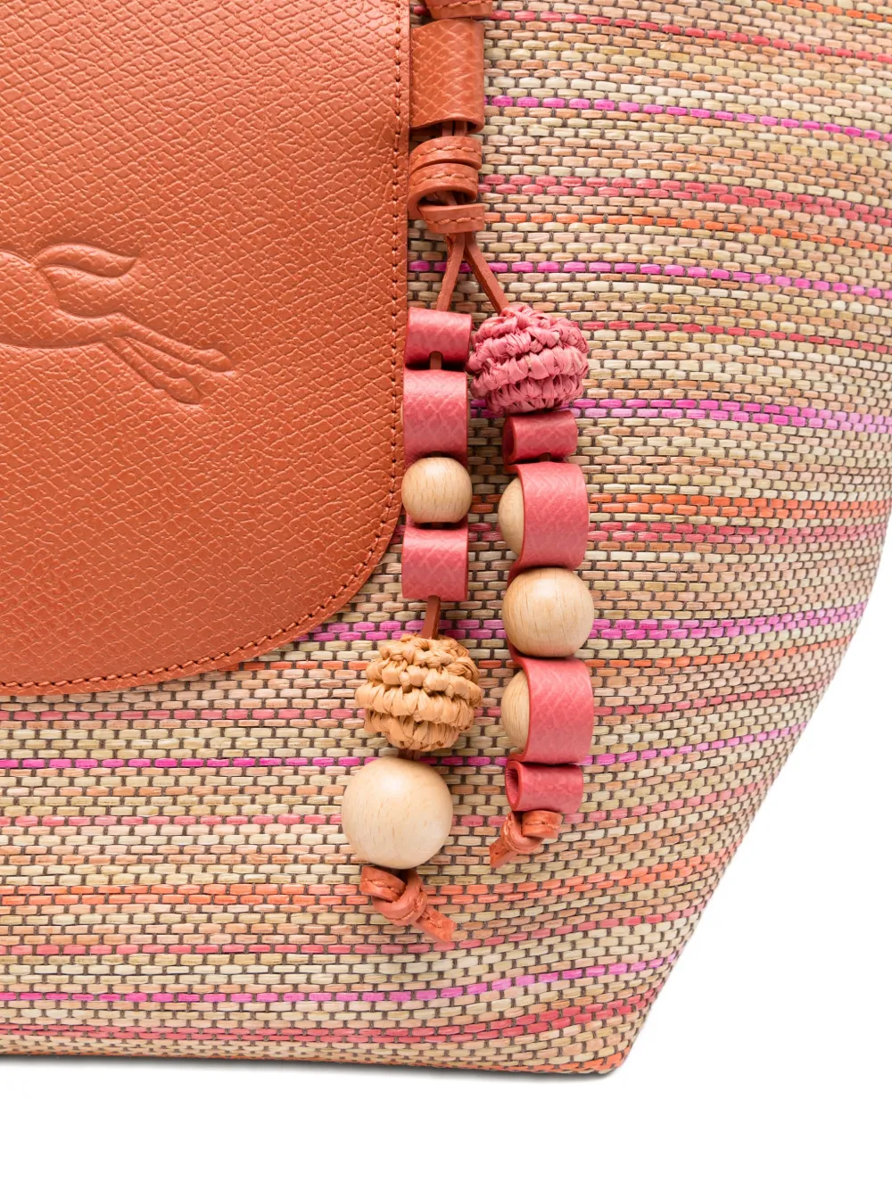 Longchamp Le Pliage gestreepte shopper met applicatie Beige