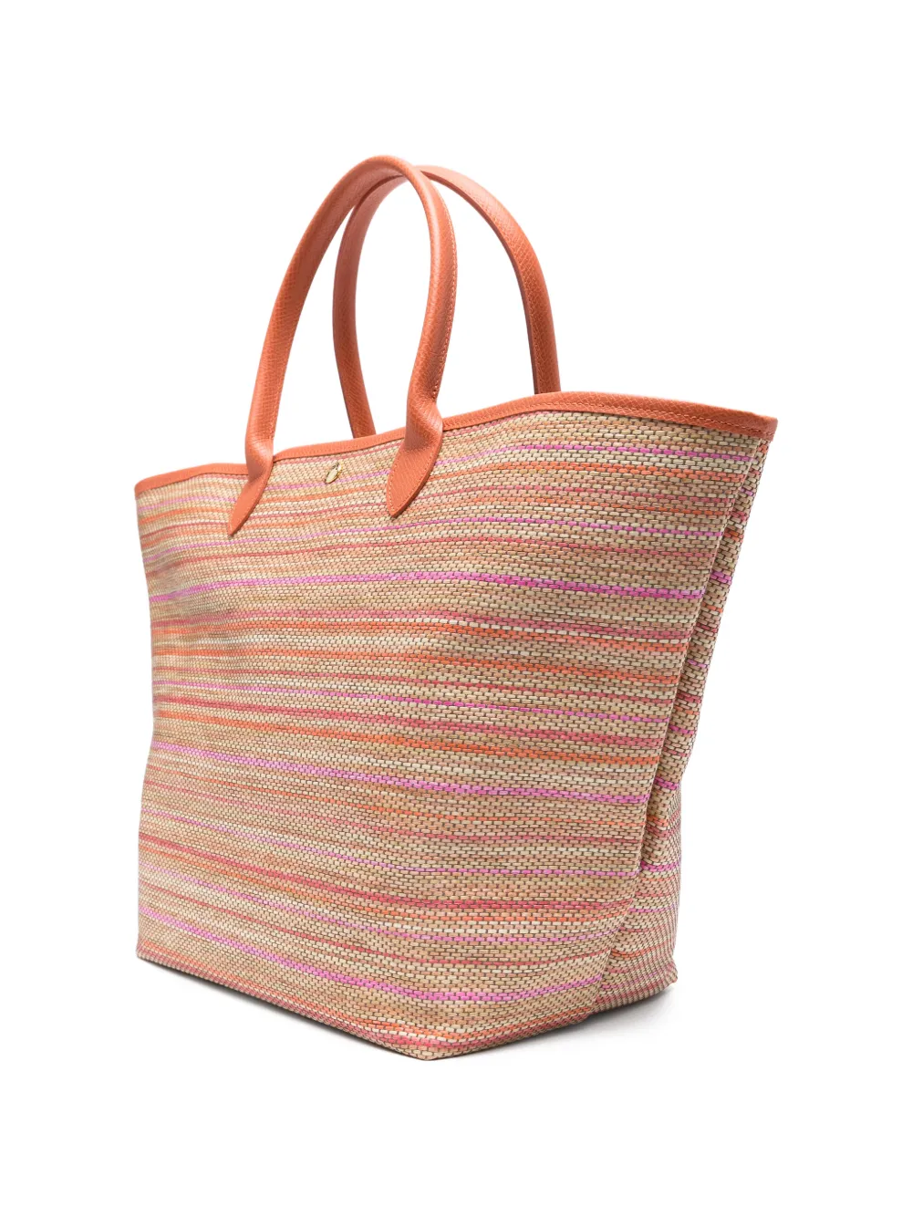 Longchamp Le Pliage gestreepte shopper met applicatie Beige