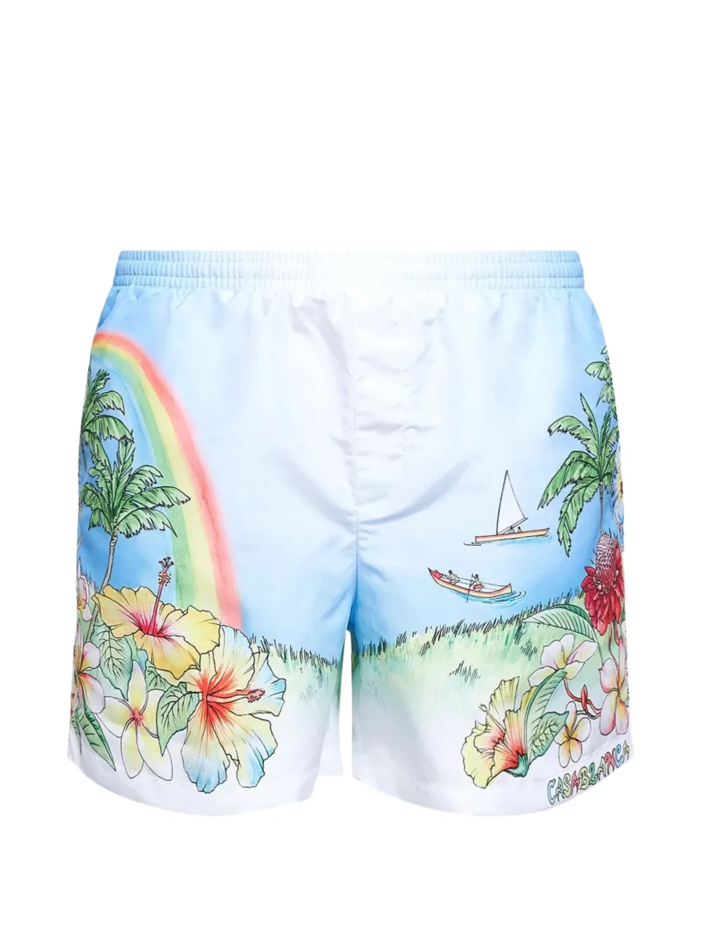 Casablanca printed swim shorts - Bianco