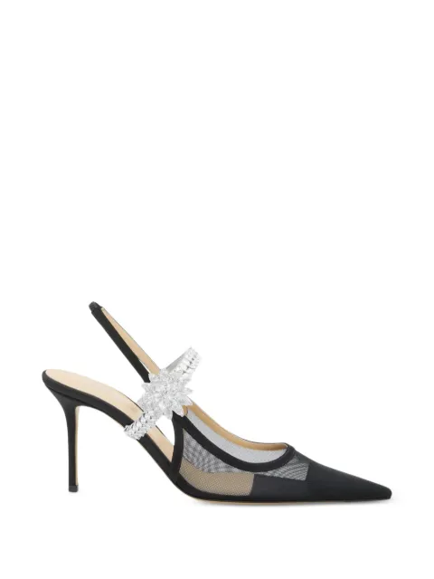 MACH & MACH flower-embellished slingback pumps