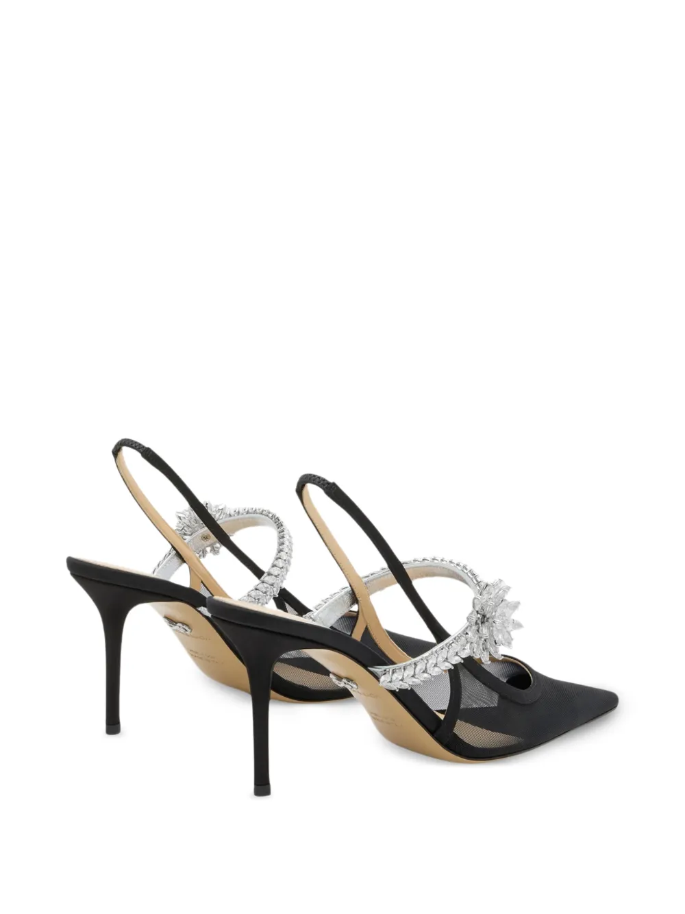MACH & MACH Slingback pumps verfraaid met bloemen Zwart