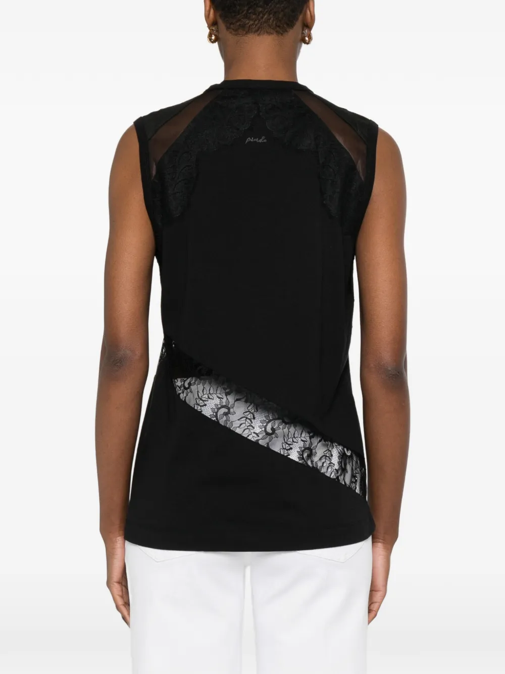 PINKO Mouwloze top met kant Zwart