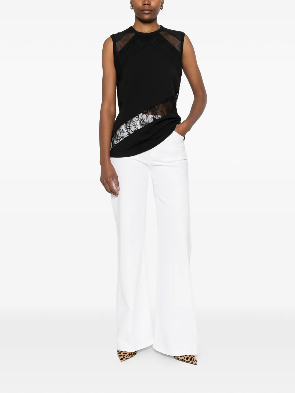  Pinko Molly Lace-panel Top - Black 