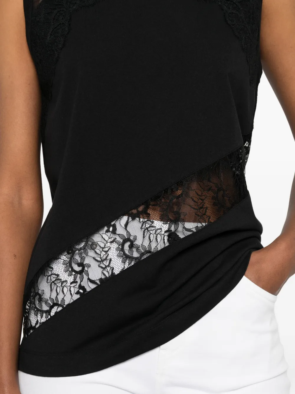 PINKO Mouwloze top met kant Zwart