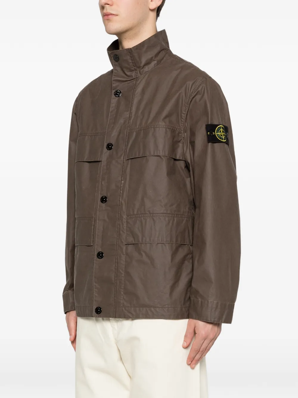 Stone Island Gewaxt canvas jack Bruin