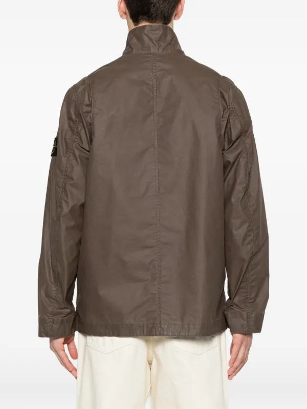 Stone Island Waxed Shirt Jacket | Brown | FARFETCH JO