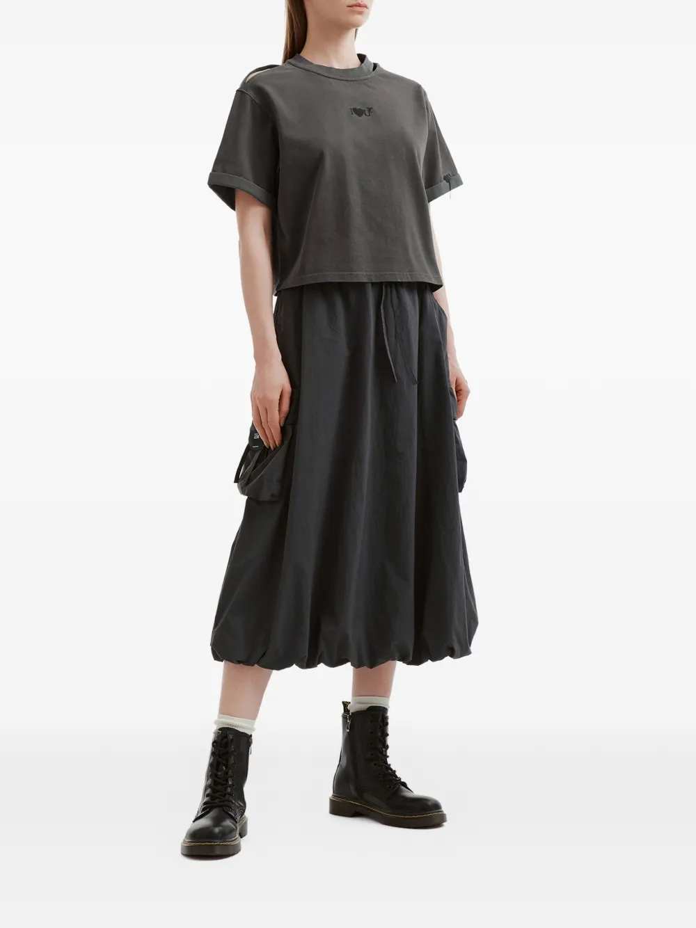 izzue cut-out detail t-shirt - Grigio