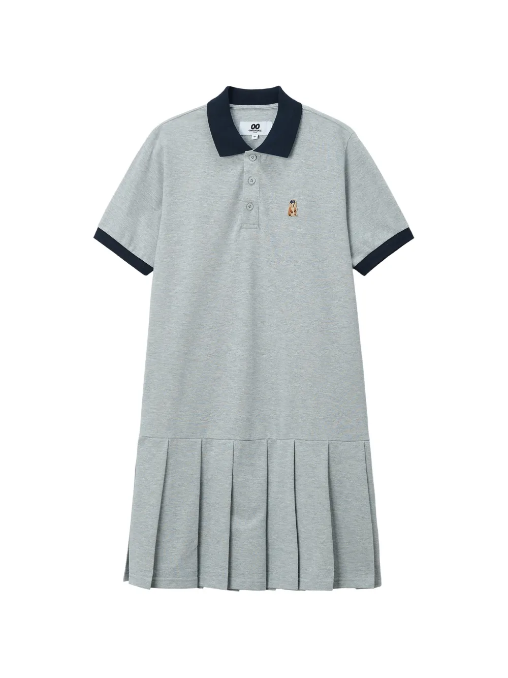 CHOCOOLATE Poloshirtkleid mit Falten - Grau