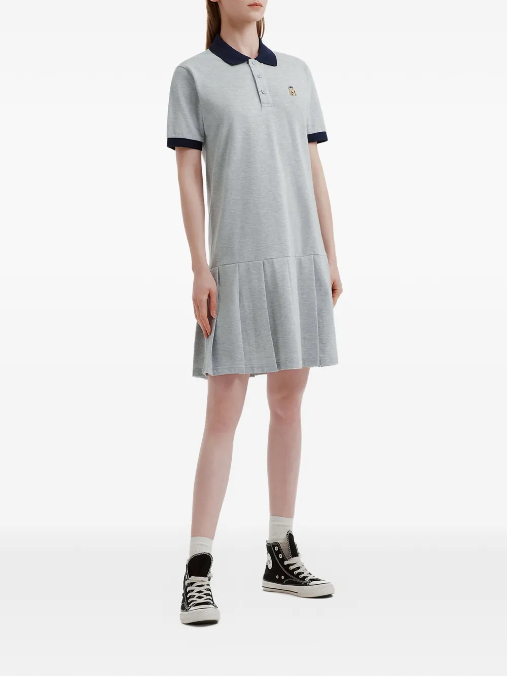  Chocoolate Pleated Polo Dress - Grey 